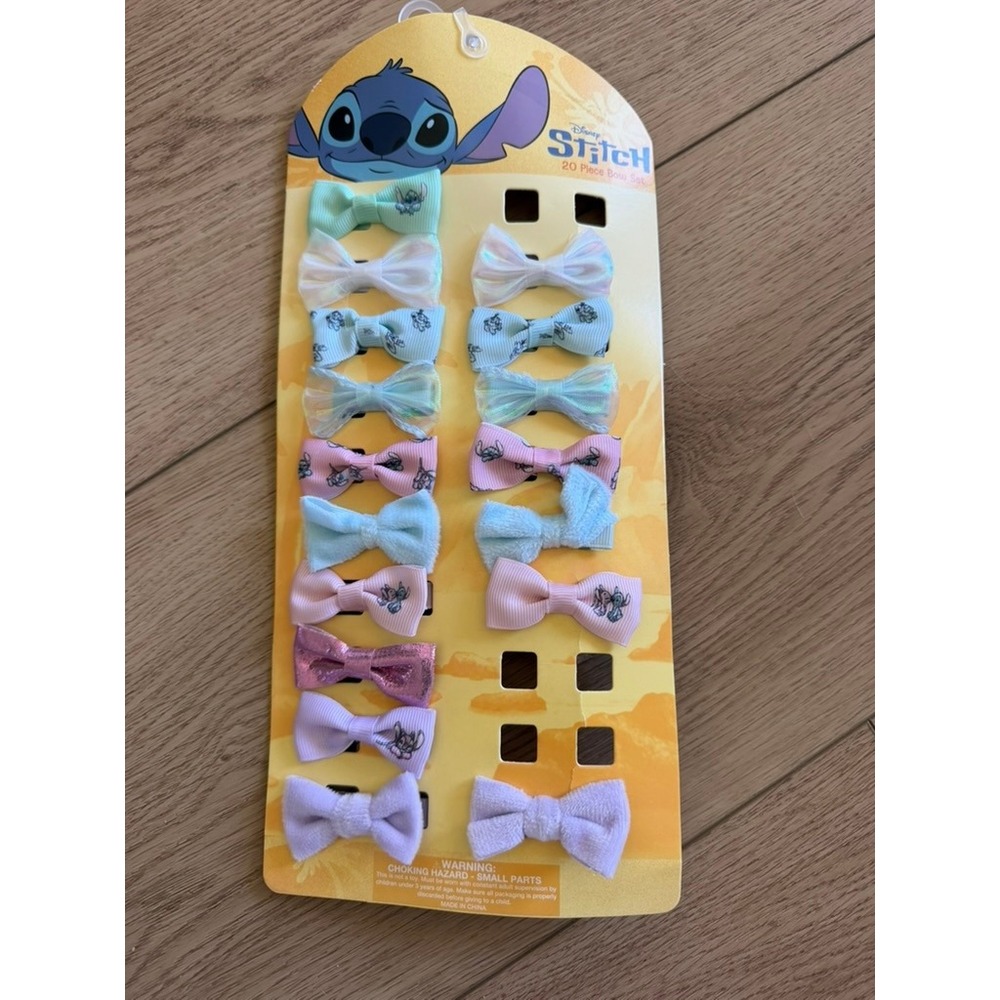 Disney Lilo & Stitch 20 Piece Hair Bow Set Alligator Clips Pastel Multi Texture
